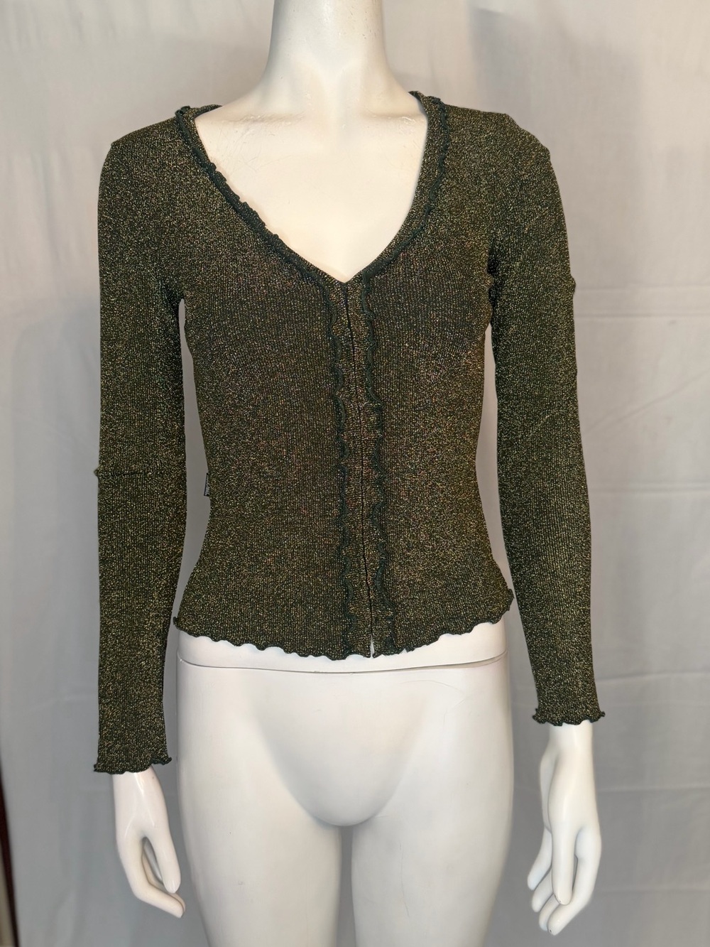 Moschino Sparkle Olive Green Knit Top